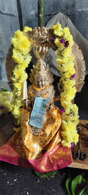 Golden Amman in silk saree